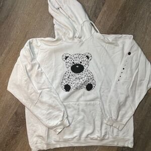 Googly Eye Bear Pullover Hoodie - Cream - Men's/Unisex Size XL